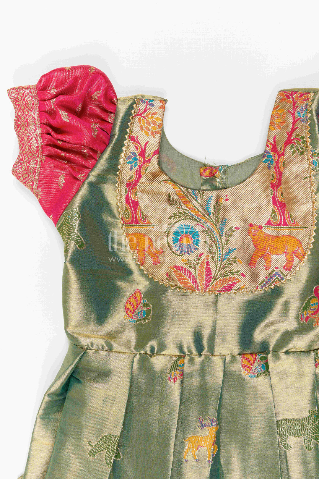 The Nesavu Girls Kanchi Silk Frock Baby Girl Kanchi Silk Frock for Festive Occasions and Weddings Nesavu Nesavu Baby Girl Kanchi Silk Frock With Woven Motifs And Festive Small Border Design