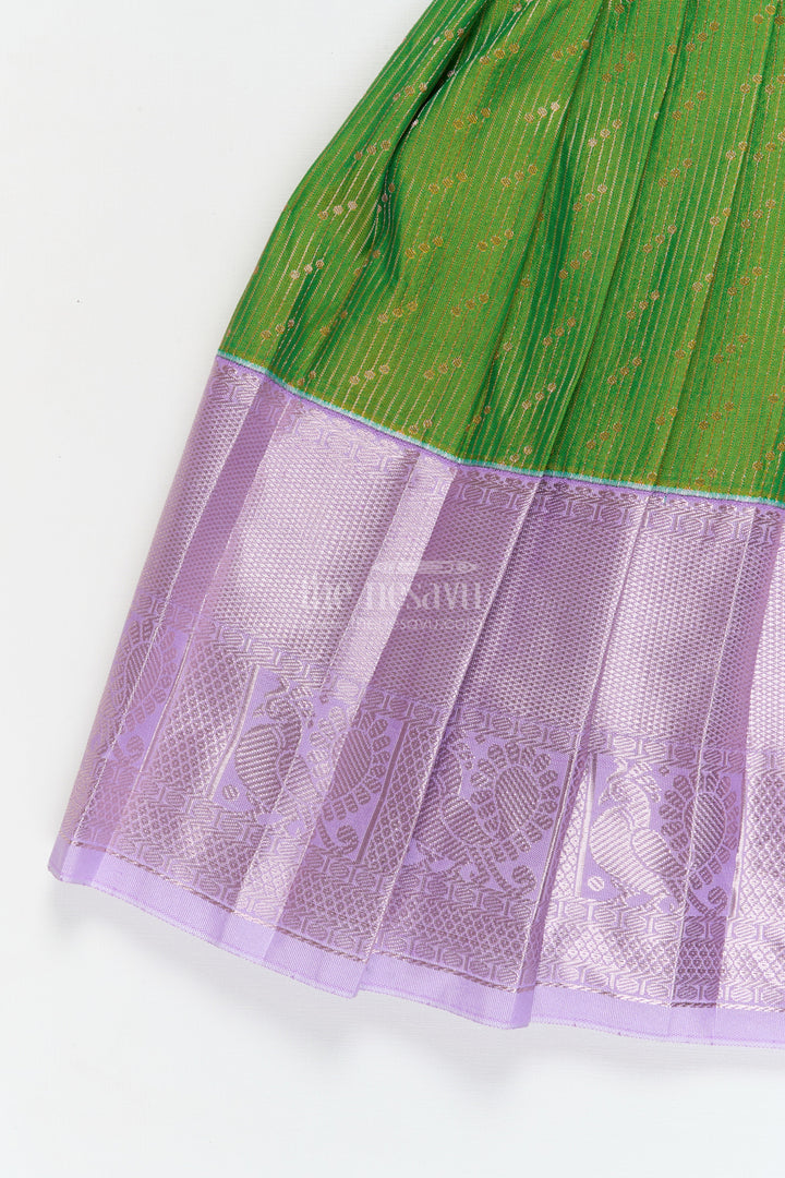 The Nesavu Girls Kanchi Silk Frock Baby Girl Kanchi Silk Frock for Poojas and Traditional Day Celebrations Nesavu Nesavu baby girl Kanchi silk frock for traditional school days, poojas, and ethnic family events