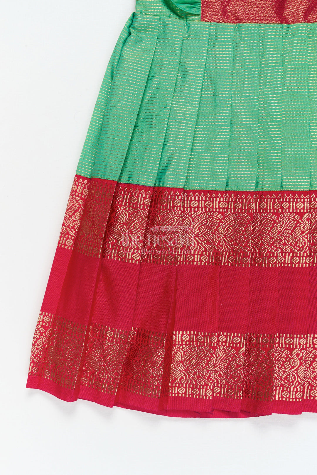 The Nesavu Girls Kanchi Silk Frock Baby Girl Kanchi Silk Frock for Temple Visits and Festive Family Occasions Nesavu Nesavu baby girl Kanchi silk frock for temple functions, festive days, and traditional ceremonies