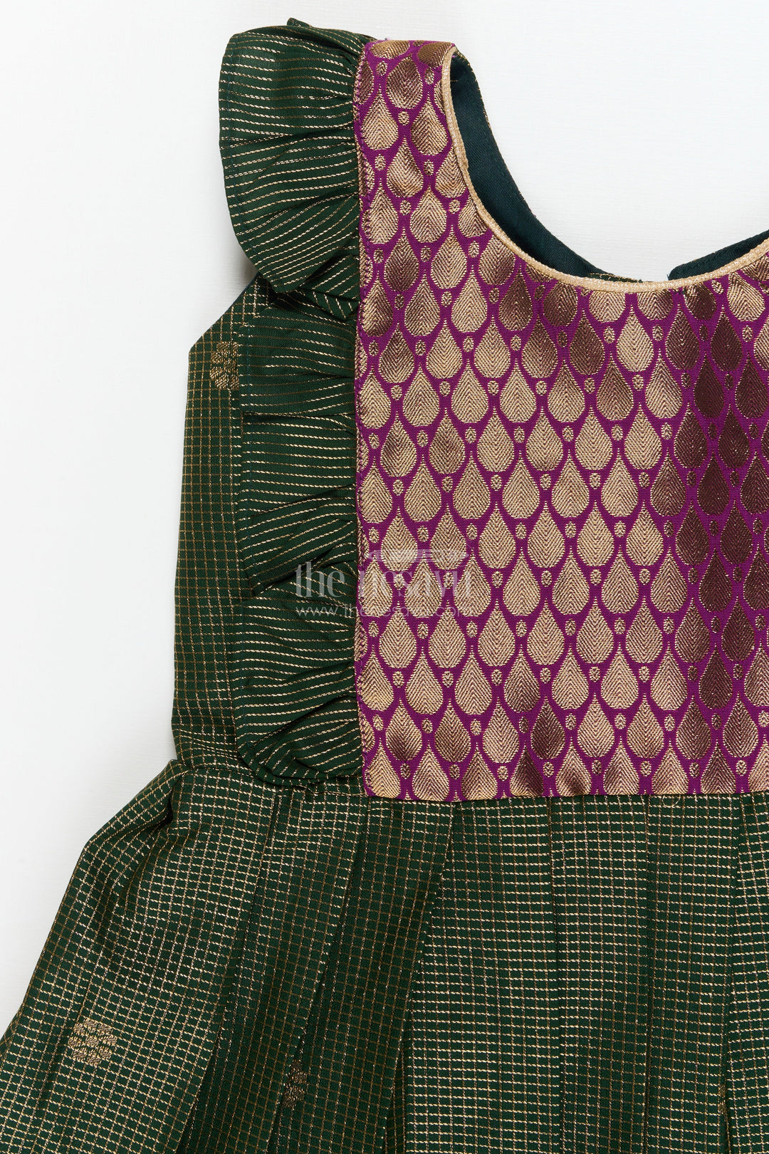 The Nesavu Girls Kanchi Silk Frock Baby Girl Kanchi Silk Frock for Traditional Functions and Temple Visits Nesavu Nesavu baby girl Kanchi silk frock for weddings, festivals, and traditional celebrations