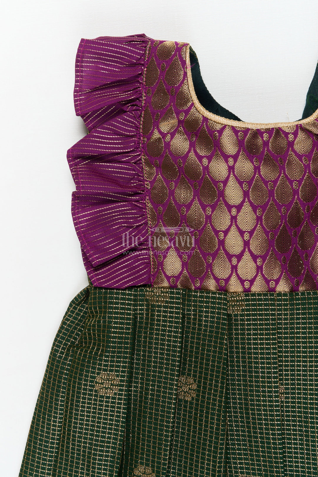 The Nesavu Girls Kanchi Silk Frock Baby Girl Kanchi Silk Frock for Traditional Functions and Temple Visits Nesavu Nesavu baby girl Kanchi silk frock for weddings, festivals, and traditional celebrations