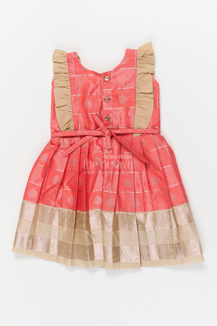 The Nesavu Girls Kanchi Silk Frock Baby Girl Kanchi Silk Frock for Weddings and Festive Family Gatherings Nesavu Nesavu baby girl Kanchi silk frock for weddings, poojas, and festive family occasions