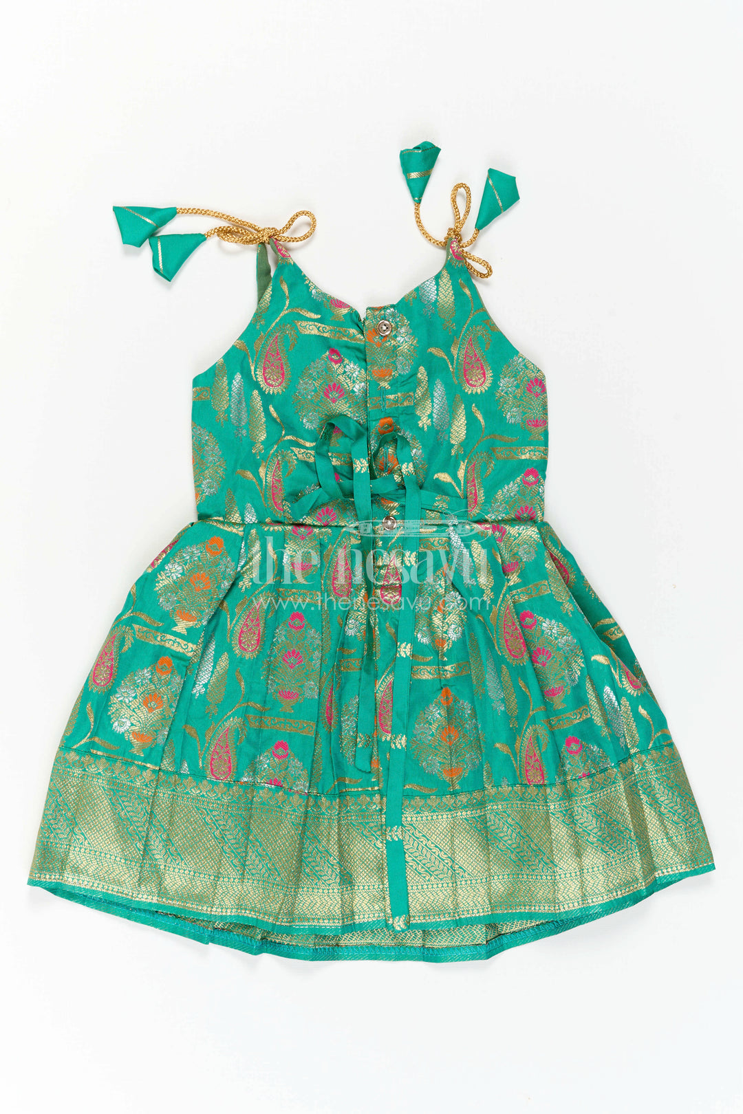 The Nesavu Girls Kanchi Silk Frock Baby Girl Kanchi Silk Frock for Weddings and Festive Occasions Nesavu Nesavu Baby Girl Kanchi Silk Frock With Big Border Design For Weddings And Festive Celebrations