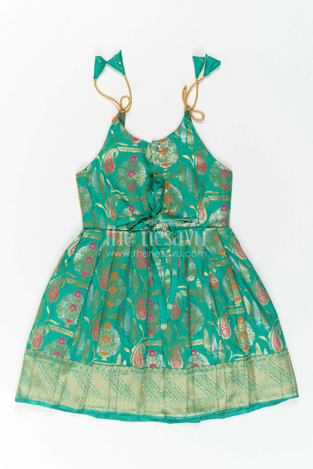 The Nesavu Girls Kanchi Silk Frock Baby Girl Kanchi Silk Frock for Weddings and Festive Occasions Nesavu Nesavu Baby Girl Kanchi Silk Frock With Big Border Design For Weddings And Festive Celebrations