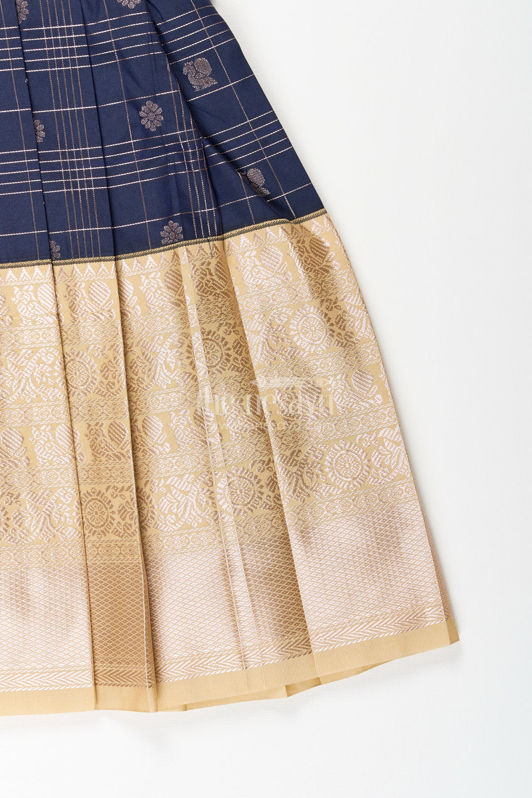 The Nesavu Girls Kanchi Silk Frock Baby Girl Kanchipuram Silk Frock for Weddings and Festive Parties Nesavu Nesavu baby girl kanchipuram silk frock in black and gold for festive and wedding occasions