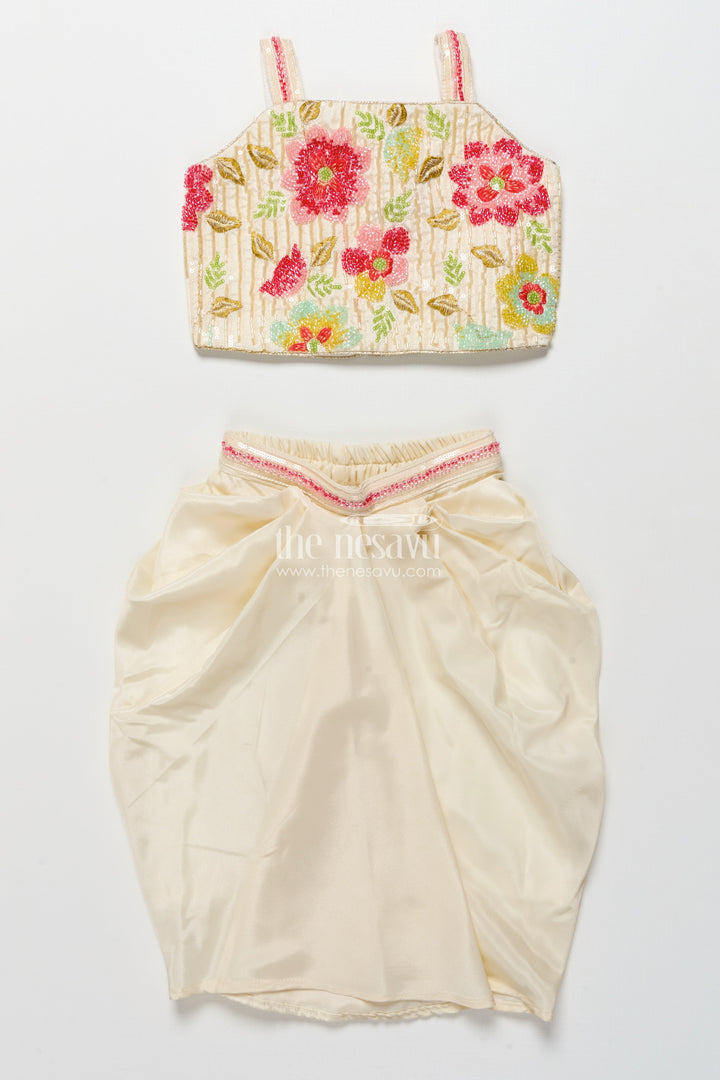 The Nesavu Girls Lehenga Choli Baby Girl Lehenga Choli for Festive Occasions and Wedding Functions Nesavu 16 (1Y) / Half white GL780A-16 Nesavu baby girl lehenga choli weddings traditional festive occasions