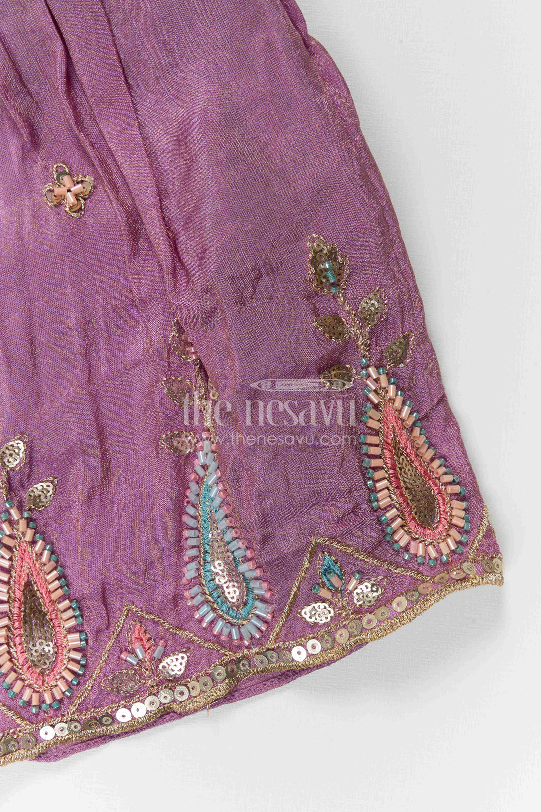 The Nesavu Girls Lehenga Choli Baby Girl Lehenga Choli for Festive Occasions and Weddings Nesavu Nesavu Baby Girl Lehenga Choli For Weddings With Sequence Embroidery And Flared Festive Skirt