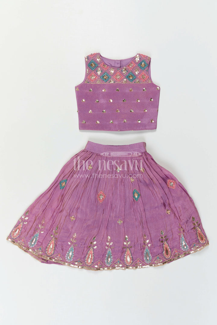 The Nesavu Girls Lehenga Choli Baby Girl Lehenga Choli for Festive Occasions and Weddings Nesavu Nesavu Baby Girl Lehenga Choli For Weddings With Sequence Embroidery And Flared Festive Skirt