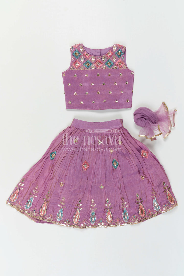 The Nesavu Girls Lehenga Choli Baby Girl Lehenga Choli for Festive Occasions and Weddings Nesavu Nesavu Baby Girl Lehenga Choli For Weddings With Sequence Embroidery And Flared Festive Skirt