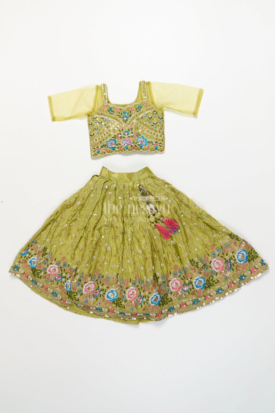 The Nesavu Girls Lehenga Choli Baby Girl Lehenga Choli for Traditional Events and Wedding Functions Nesavu Nesavu baby girl lehenga choli set silk weddings traditional festive occasions