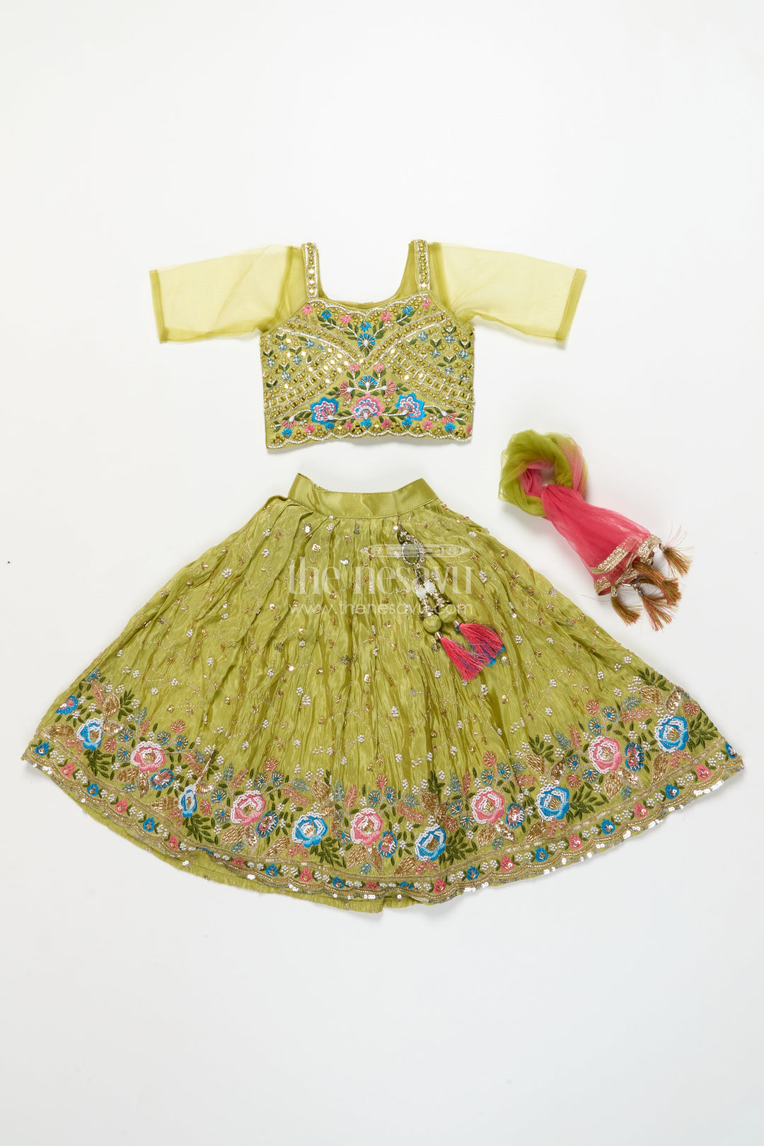 The Nesavu Girls Lehenga Choli Baby Girl Lehenga Choli for Traditional Events and Wedding Functions Nesavu Nesavu baby girl lehenga choli set silk weddings traditional festive occasions