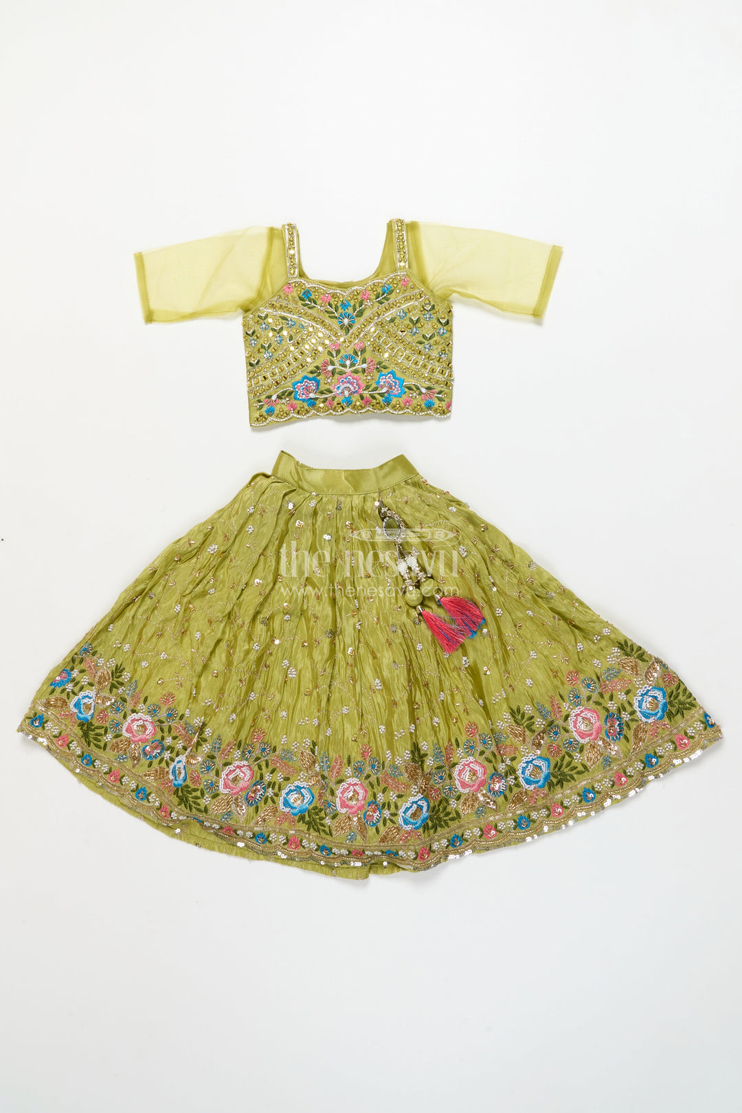 The Nesavu Girls Lehenga Choli Baby Girl Lehenga Choli for Traditional Events and Wedding Functions Nesavu Nesavu baby girl lehenga choli set silk weddings traditional festive occasions