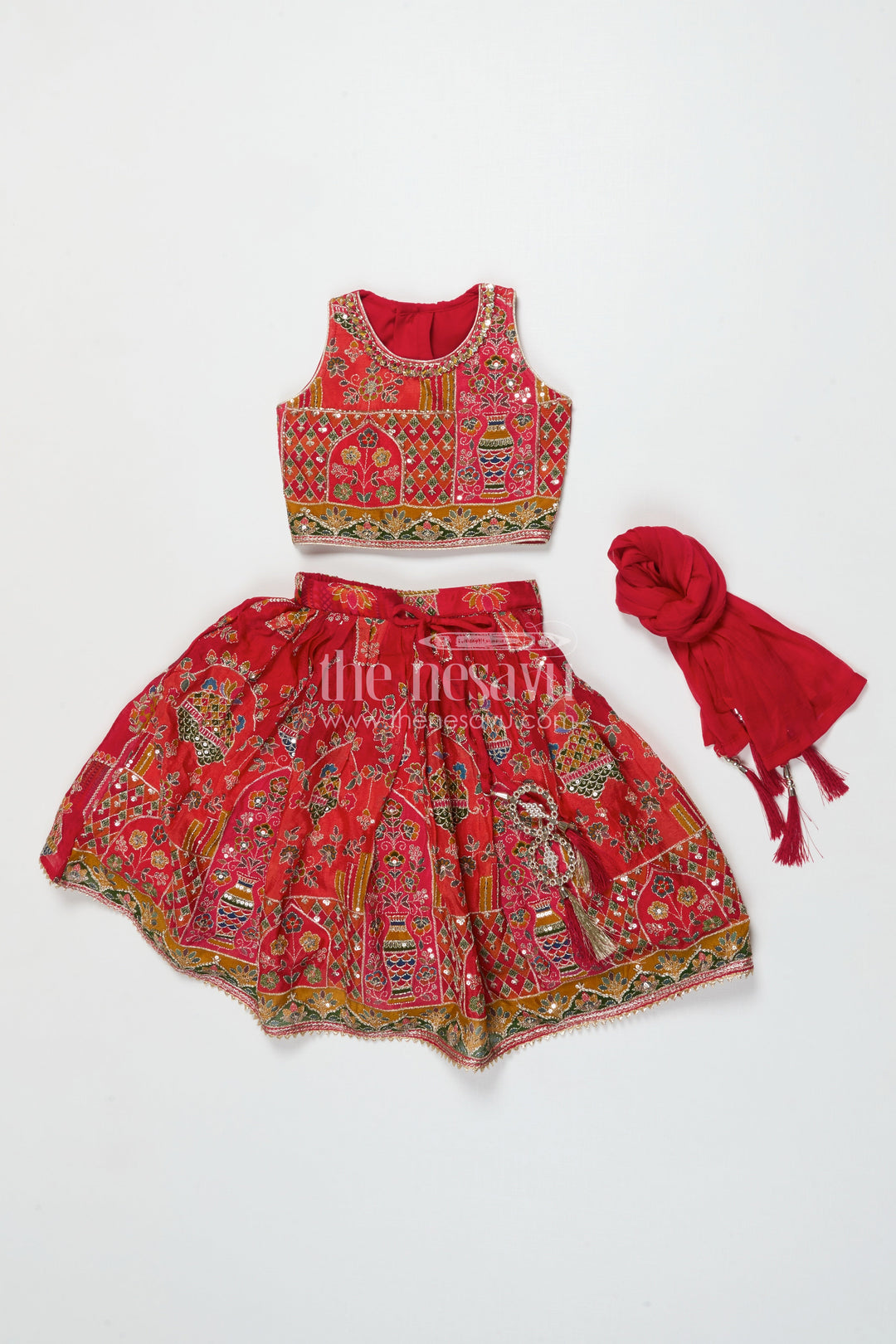 The Nesavu Girls Lehenga Choli Baby Girl Lehenga Choli for Traditional Festivals and Weddings Nesavu Nesavu baby girl lehenga choli in embroidered viscose silk for weddings and festive celebrations