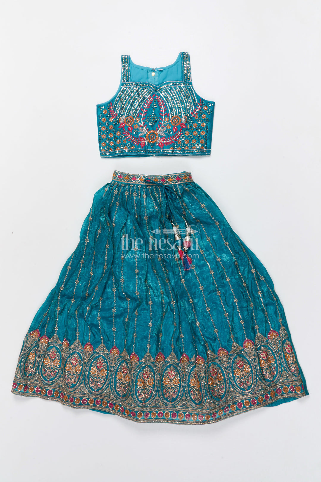 The Nesavu Girls Lehenga Choli Baby Girl Lehenga Choli Set for Weddings and Festive Functions Nesavu 16 (1Y) / Green GL704B-16 Nesavu baby girl lehenga choli set viscose silk weddings grand festive occasions