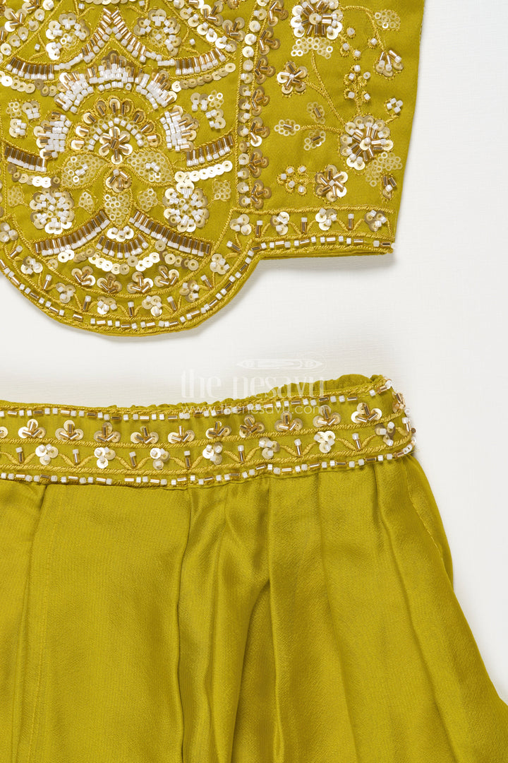 The Nesavu Girls Fancy Lehenga Baby Girl Lehenga for Festive Celebrations and Birthday Functions Nesavu Nesavu baby girl lehenga embellished yoke dupatta birthdays traditional functions