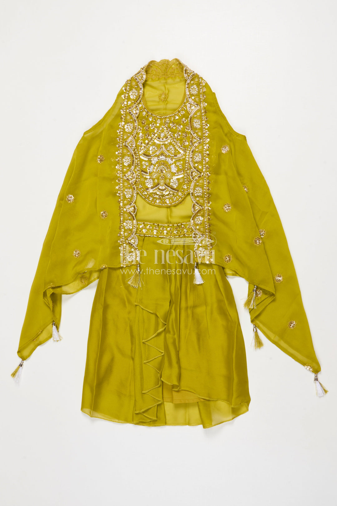 The Nesavu Girls Fancy Lehenga Baby Girl Lehenga for Festive Celebrations and Birthday Functions Nesavu Nesavu baby girl lehenga embellished yoke dupatta birthdays traditional functions