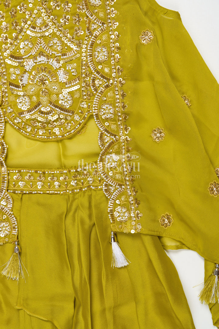 The Nesavu Girls Fancy Lehenga Baby Girl Lehenga for Festive Celebrations and Birthday Functions Nesavu Nesavu baby girl lehenga embellished yoke dupatta birthdays traditional functions