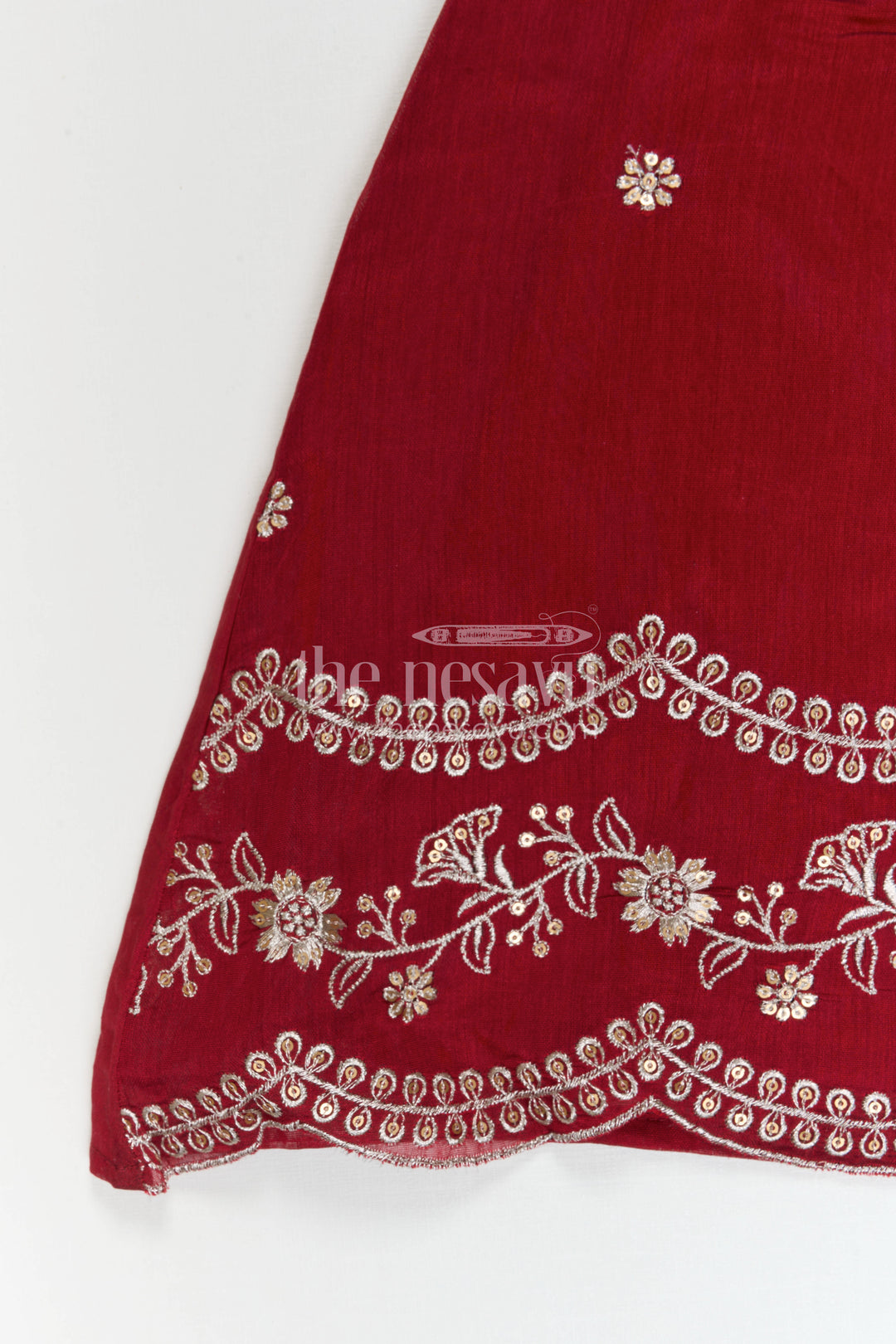 The Nesavu Girls Ethnic Lehenga Baby Girl Lehenga for Weddings and Festive Occasions Nesavu Nesavu Baby Girl Silk Cotton Lehenga With Thread Embroidery For Weddings And Festive Occasions