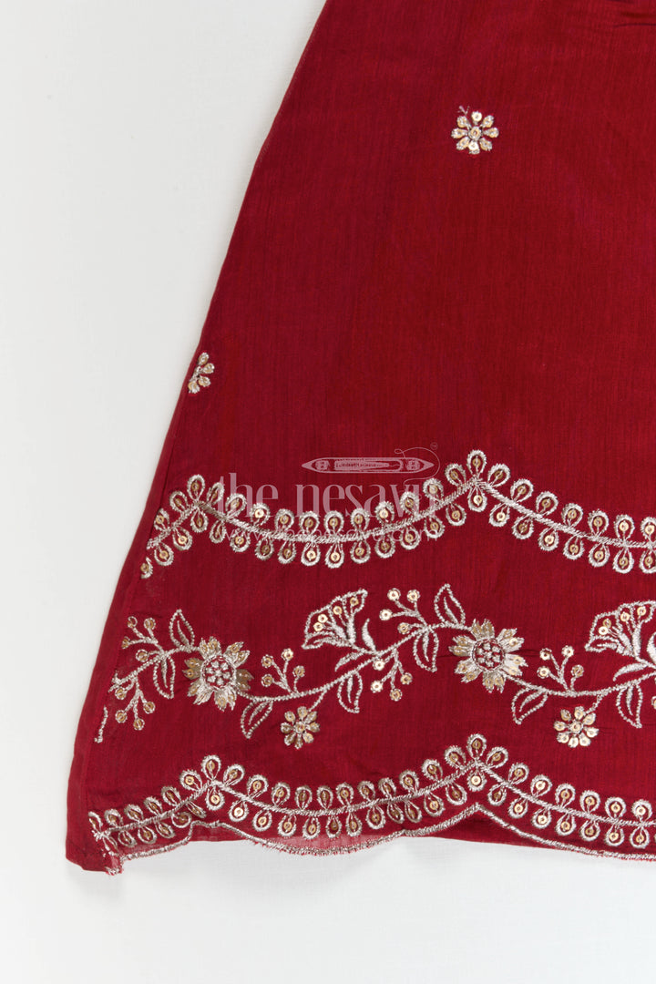 The Nesavu Girls Ethnic Lehenga Baby Girl Lehenga for Weddings and Festive Occasions Nesavu Nesavu Baby Girl Silk Cotton Lehenga With Thread Embroidery For Weddings And Festive Occasions