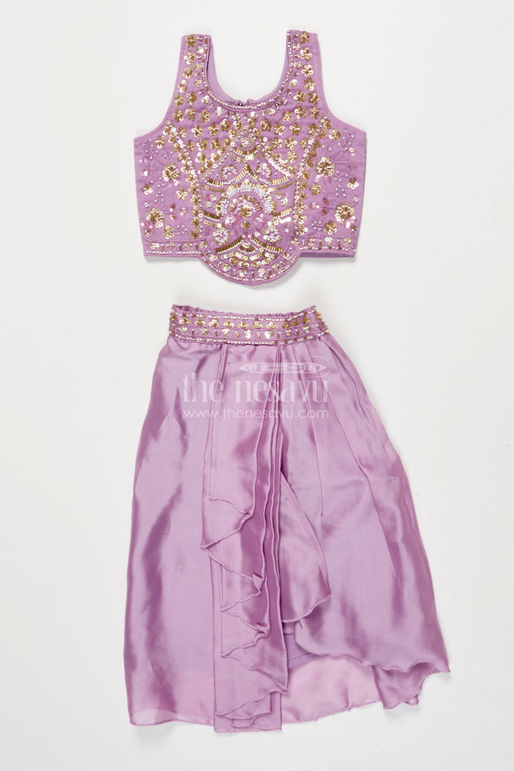 The Nesavu Girls Fancy Lehenga Baby Girl Lehenga for Weddings and First Birthday Celebrations Nesavu 16 (1Y) / Purple GL708A-16 Nesavu baby girl lehenga georgette designer embroidery  ideal weddings birthdays