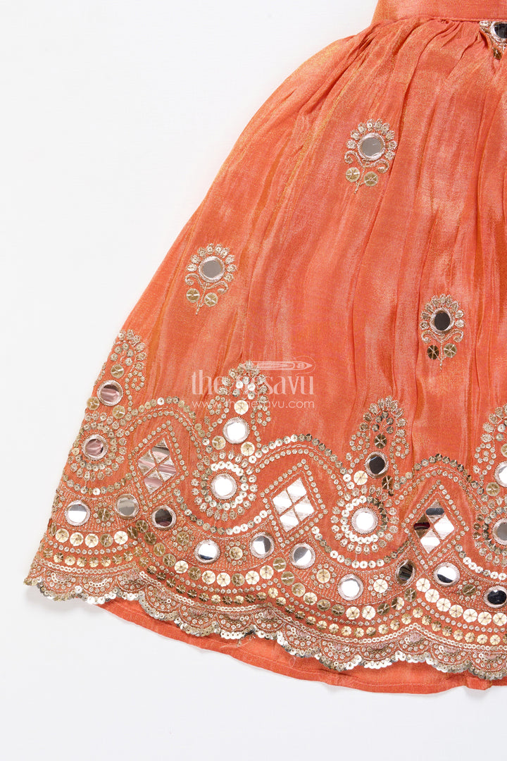 The Nesavu Girls Lehenga Choli Baby Girl Mirror Work Lehenga Choli for Wedding and Festive Wear Nesavu Nesavu baby girl lehenga choli mirror embroidery latkan weddings occasions