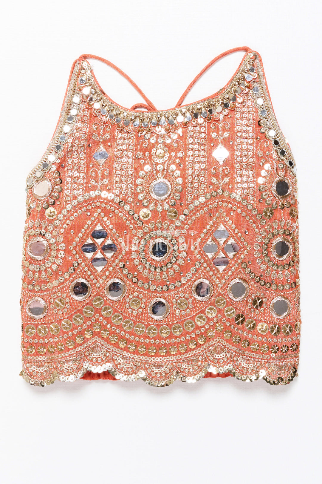 The Nesavu Girls Lehenga Choli Baby Girl Mirror Work Lehenga Choli for Wedding and Festive Wear Nesavu Nesavu baby girl lehenga choli mirror embroidery latkan weddings occasions