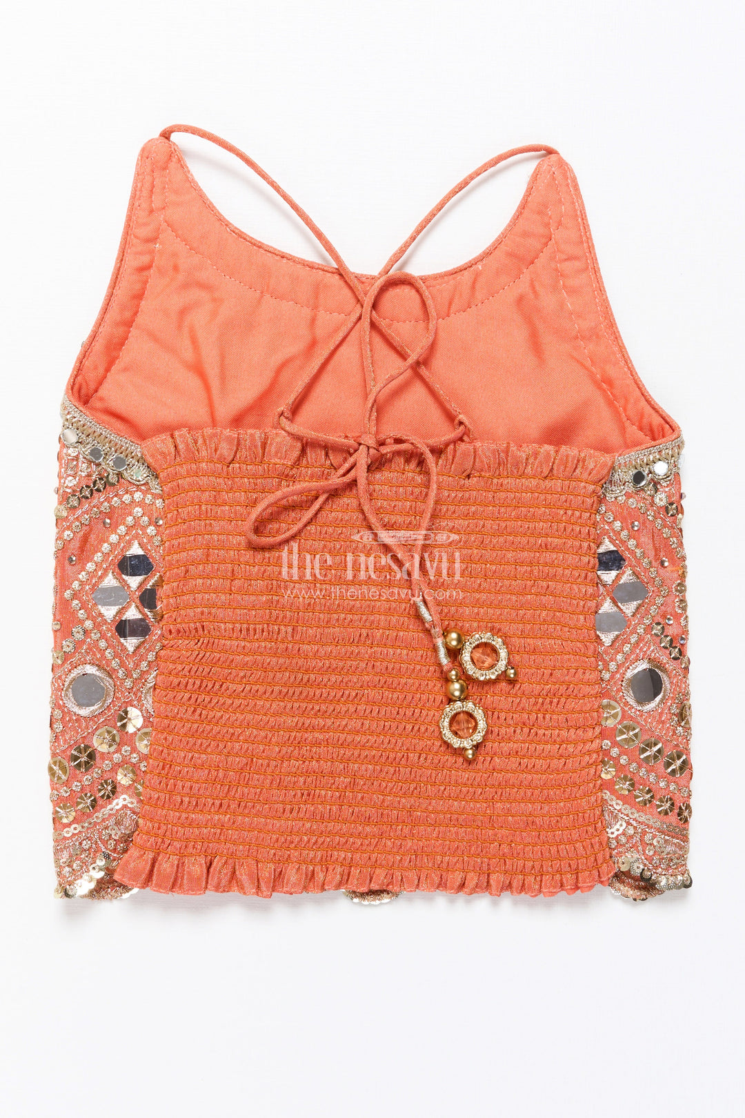 The Nesavu Girls Lehenga Choli Baby Girl Mirror Work Lehenga Choli for Wedding and Festive Wear Nesavu Nesavu baby girl lehenga choli mirror embroidery latkan weddings occasions