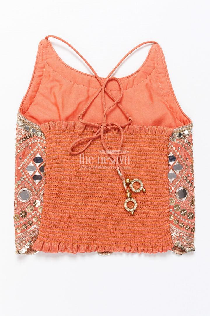 The Nesavu Girls Lehenga Choli Baby Girl Mirror Work Lehenga Choli for Wedding and Festive Wear Nesavu Nesavu baby girl lehenga choli mirror embroidery latkan weddings occasions