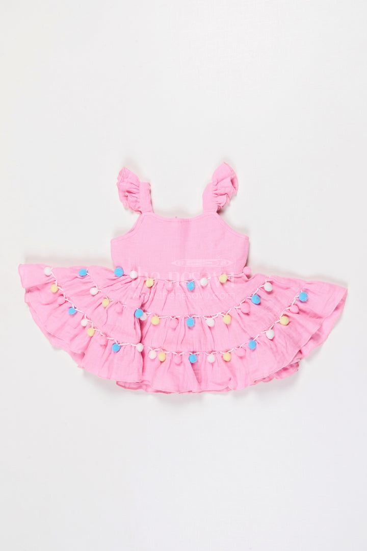 The Nesavu Baby Frocks Baby Girl Muslin Frock for Birthday Celebration Nesavu 14 (6M) / Green / Muslin Cotton BFJ955B-14 Nesavu Baby Girl Muslin Cotton Frock For Birthday Celebration With Matching Cap