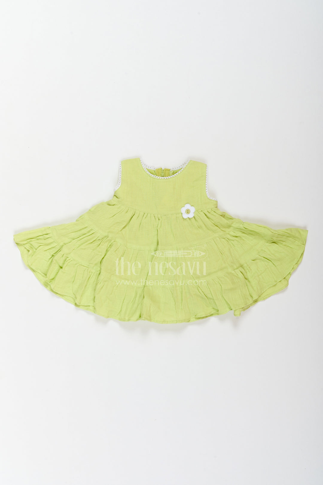 The Nesavu Baby Cotton Frocks Baby Girl Muslin Frock for Playtime Outings and Summer Celebrations Nesavu 14 (6M) / Green / Muslin BFJ1018C-14 Nesavu Baby Girl Muslin Frock For Playtime Summer Outings Family Gatherings And Casual Celebrations