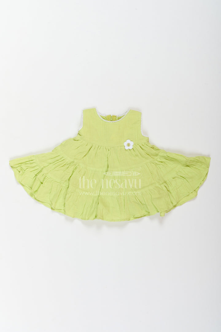 The Nesavu Baby Cotton Frocks Baby Girl Muslin Frock for Playtime Outings and Summer Celebrations Nesavu 14 (6M) / Green / Muslin BFJ1018C-14 Nesavu Baby Girl Muslin Frock For Playtime Summer Outings Family Gatherings And Casual Celebrations