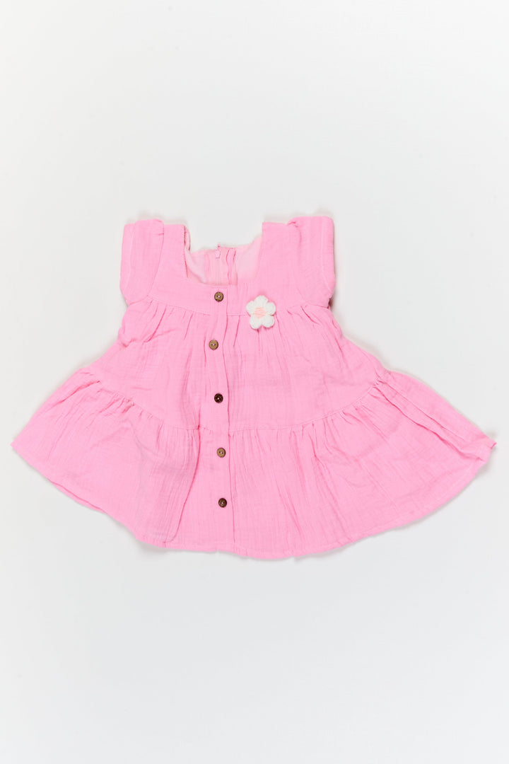 The Nesavu Baby Cotton Frocks Baby Girl Muslin Frock for Summer Playdates and Casual Outings Nesavu 14 (6M) / pink / Cotton BFJ925A-14 Nesavu baby girl muslin cotton frock for summer playdates and everyday comfort