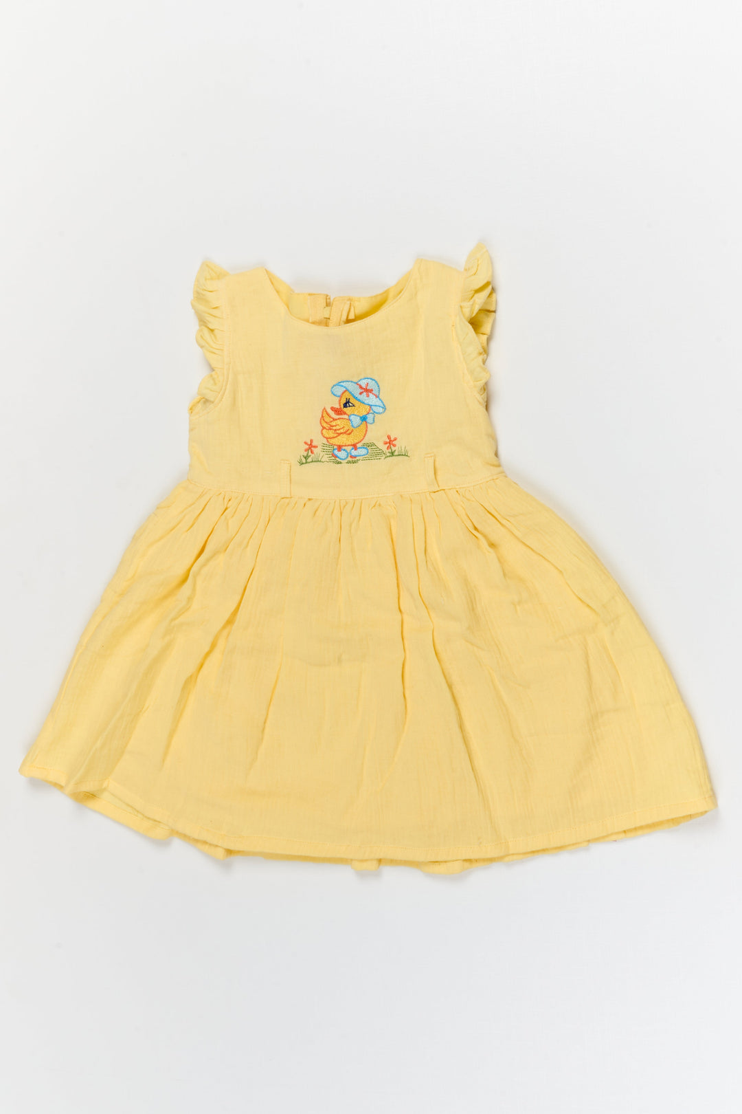 The Nesavu Girls Cotton Frock Baby Girl Muslin Frock with Embroidery for Everyday Cuteness and Gifting Nesavu 20 (3Y) / Yellow / Cotton GFC2106A-20 Nesavu baby girl muslin cotton frock with embroidery and headband for playdates and casual wear