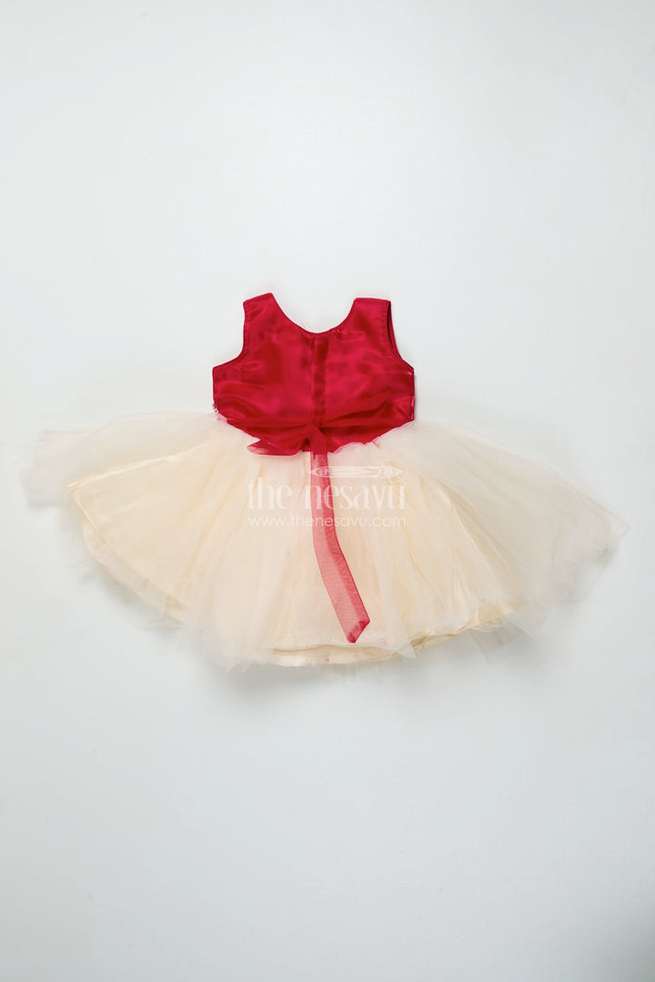The Nesavu Girls Fancy Party Frock Baby Girl Net Frock with Satin Embroidery for Birthdays and Evening Parties Nesavu Nesavu baby girl party frock satin embroidery net flare birthdays special occasions