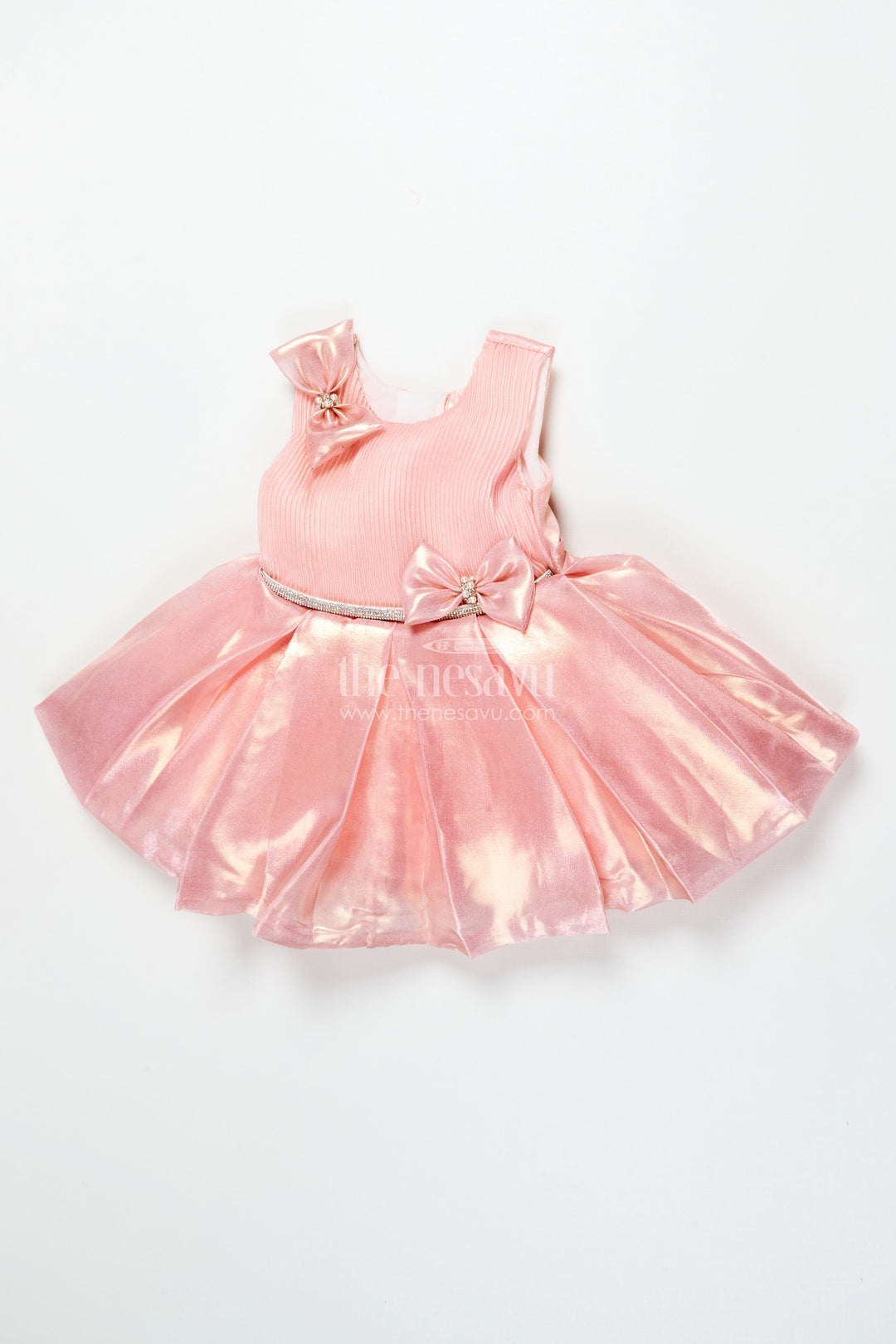The Nesavu Girls Fancy Party Frock Baby Girl Organza Frock for Festive Birthdays and Fancy Events Nesavu 16 (1Y) / Peach PF284A-16 Nesavu baby girl organza party frock ruffle detail birthdays fancy functions