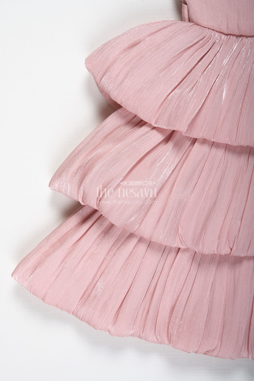 The Nesavu Baby Frocks Baby Girl Organza Frock with Ruffles & Floral Waist Nesavu Nesavu Organza Baby Girl Frock Layered Ruffles Perfect Dress Birthdays Photoshoots