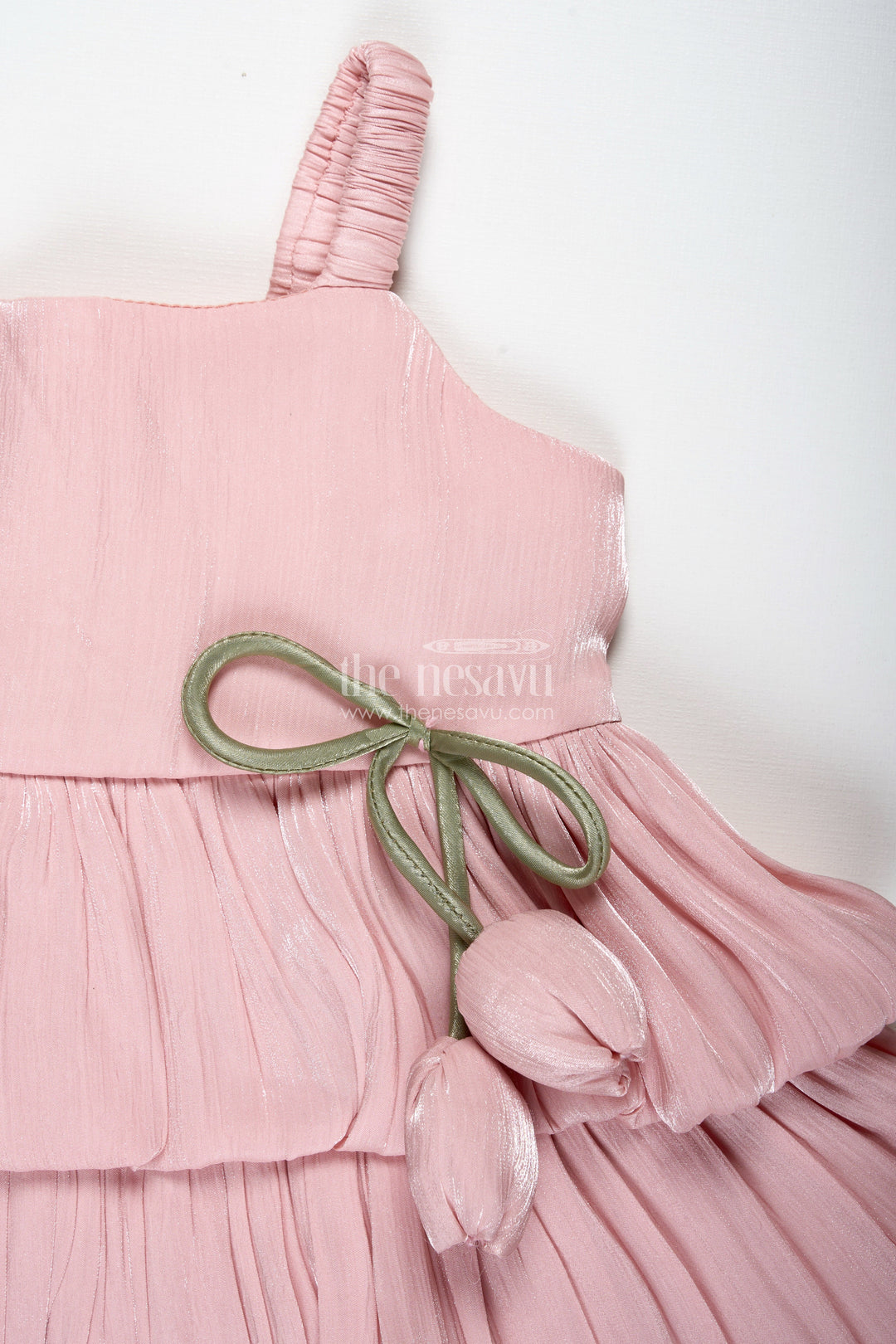 The Nesavu Baby Frocks Baby Girl Organza Frock with Ruffles & Floral Waist Nesavu Nesavu Organza Baby Girl Frock Layered Ruffles Perfect Dress Birthdays Photoshoots