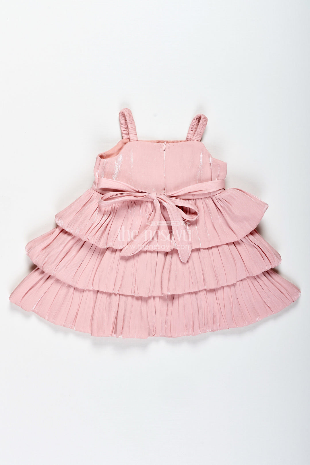 The Nesavu Baby Frocks Baby Girl Organza Frock with Ruffles & Floral Waist Nesavu Nesavu Organza Baby Girl Frock Layered Ruffles Perfect Dress Birthdays Photoshoots