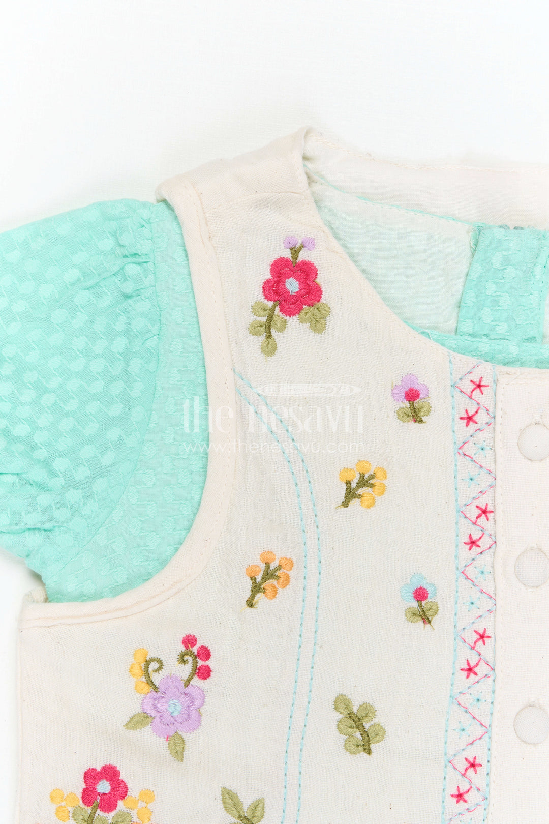The Nesavu Girls Cotton Frock Baby Girl Outfit with Embroidered Jacket for Festive Wear and Outings Nesavu Nesavu Baby Girl Outfit With Embroidered Jacket For Festive Wear And Outings In Soft Cotton Comfort