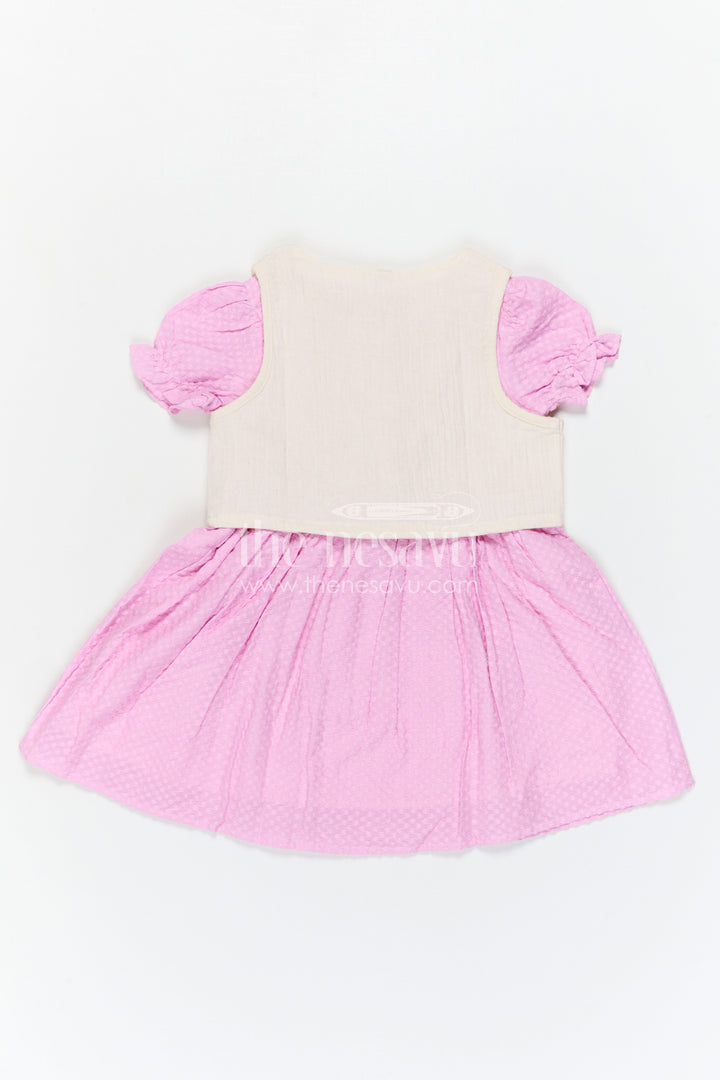 The Nesavu Girls Cotton Frock Baby Girl Outfit with Jacket for Festive Occasions and Outings Nesavu Nesavu Baby Girl Outfit With Embroidered Jacket For Festive Occasions And Stylish Comfortable Wear