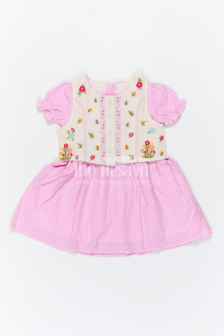 The Nesavu Girls Cotton Frock Baby Girl Outfit with Jacket for Festive Occasions and Outings Nesavu Nesavu Baby Girl Outfit With Embroidered Jacket For Festive Occasions And Stylish Comfortable Wear