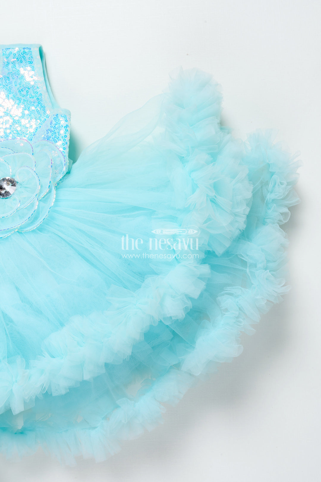 The Nesavu Girls Cotton Frock Baby Girl Party Frock for Birthdays and Celebrations Nesavu Nesavu baby girl party frock sequin yoke frill net birthday celebrations