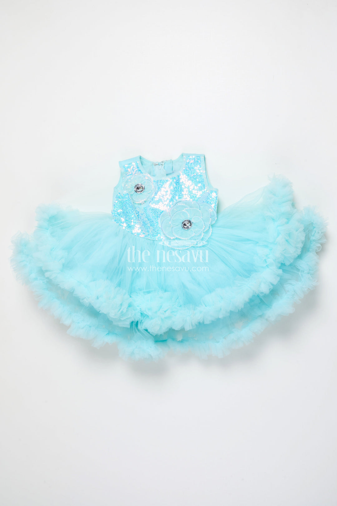 The Nesavu Girls Cotton Frock Baby Girl Party Frock for Birthdays and Celebrations Nesavu Nesavu baby girl party frock sequin yoke frill net birthday celebrations