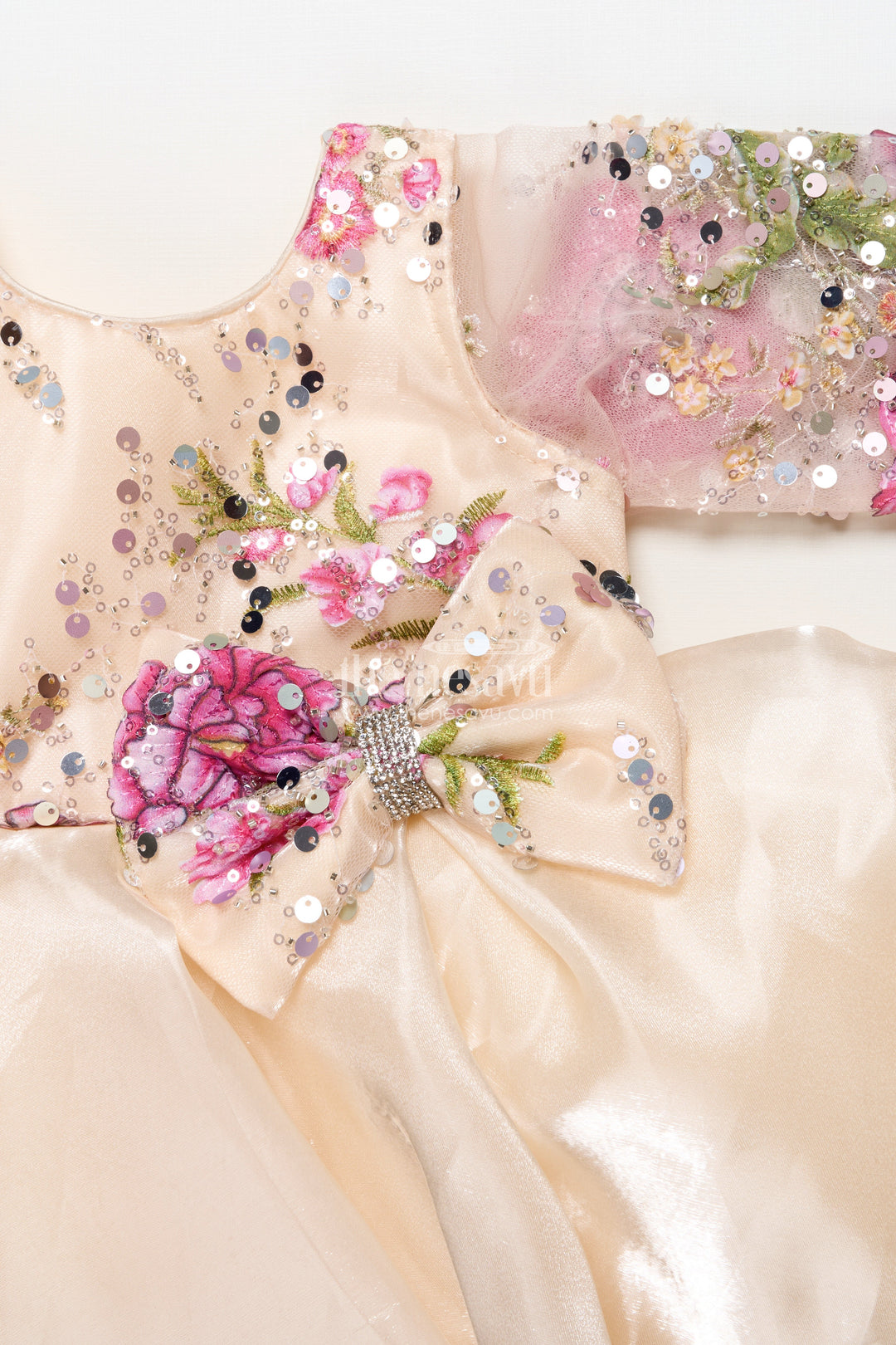 The Nesavu Girls Fancy Party Frock Baby Girl Party Frock for Birthdays and Special Celebrations Nesavu Nesavu baby girl party frock organza embroidered yoke perfect birthdays festive occasions