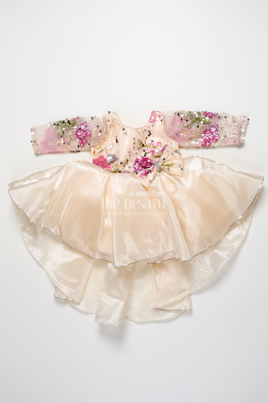 The Nesavu Girls Fancy Party Frock Baby Girl Party Frock for Birthdays and Special Celebrations Nesavu Nesavu baby girl party frock organza embroidered yoke perfect birthdays festive occasions