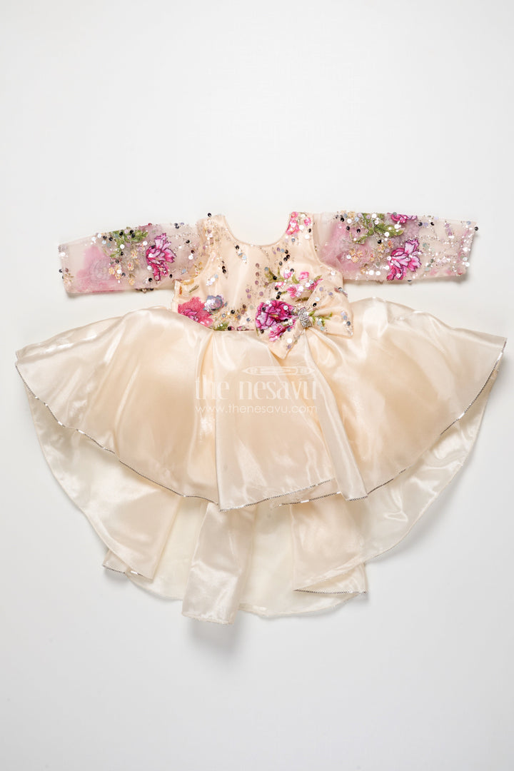 The Nesavu Girls Fancy Party Frock Baby Girl Party Frock for Birthdays and Special Celebrations Nesavu Nesavu baby girl party frock organza embroidered yoke perfect birthdays festive occasions