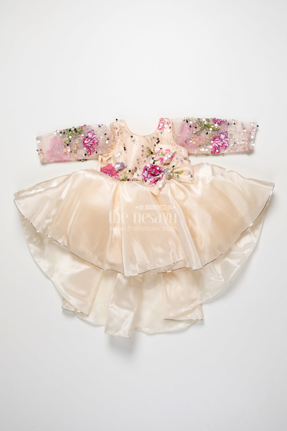 The Nesavu Girls Fancy Party Frock Baby Girl Party Frock for Birthdays and Special Celebrations Nesavu Nesavu baby girl party frock organza embroidered yoke perfect birthdays festive occasions
