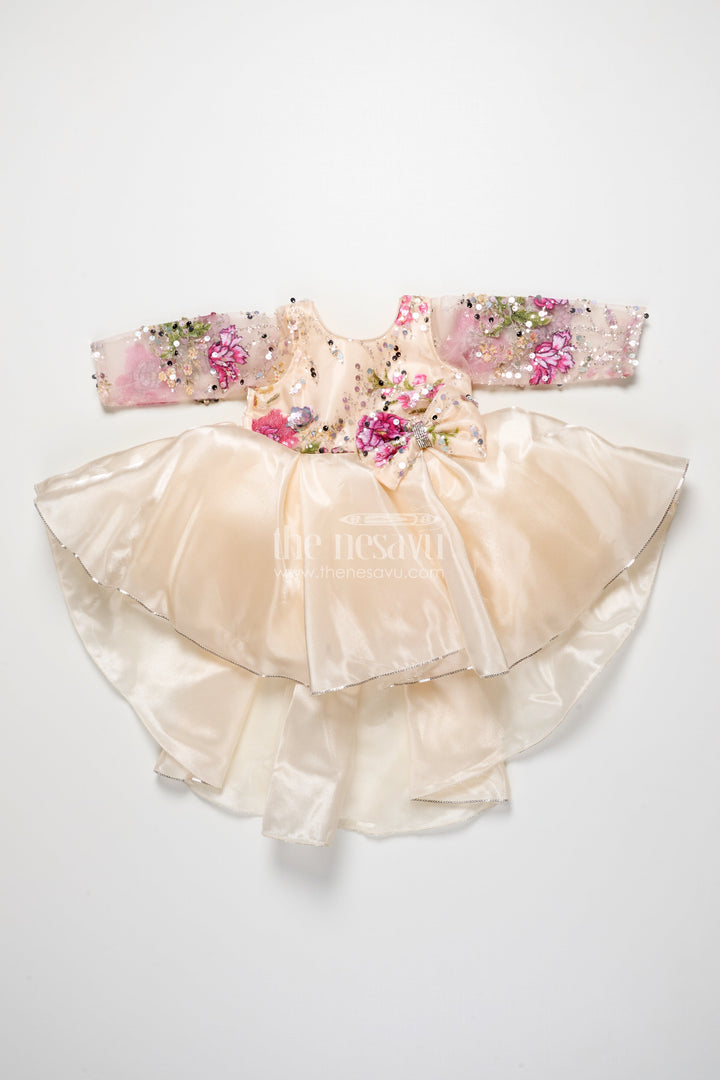 The Nesavu Girls Fancy Party Frock Baby Girl Party Frock for Birthdays and Special Celebrations Nesavu Nesavu baby girl party frock organza embroidered yoke perfect birthdays festive occasions
