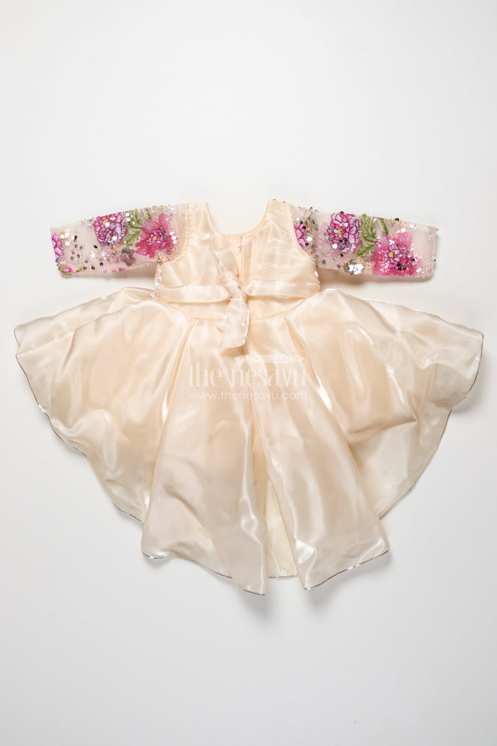The Nesavu Girls Fancy Party Frock Baby Girl Party Frock for Birthdays and Special Celebrations Nesavu Nesavu baby girl party frock organza embroidered yoke perfect birthdays festive occasions