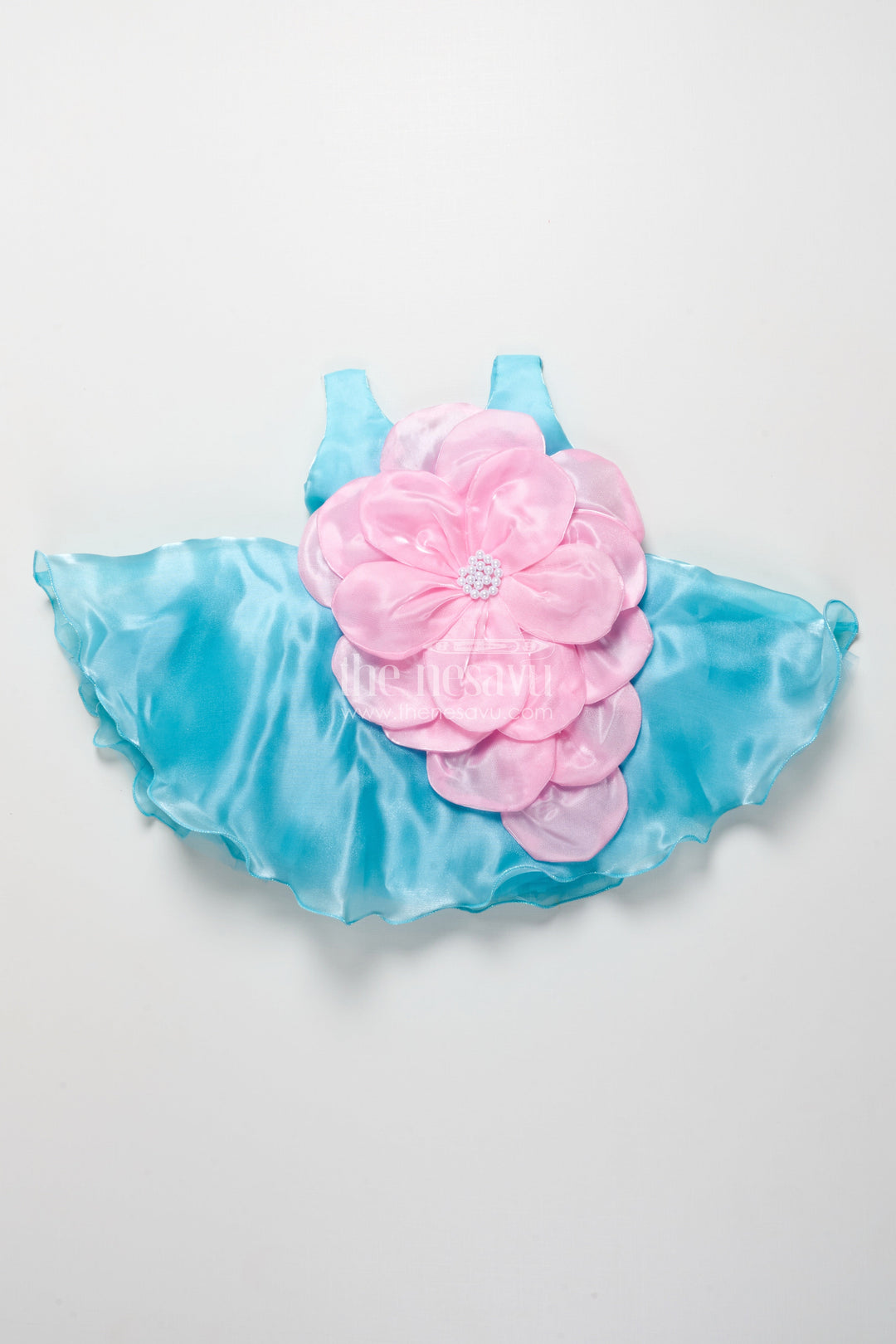 The Nesavu Girls Fancy Party Frock Baby Girl Party Frock for Birthdays and Special Occasions Nesavu Nesavu baby girl party frock oversized floral embellishment birthdays photoshoots